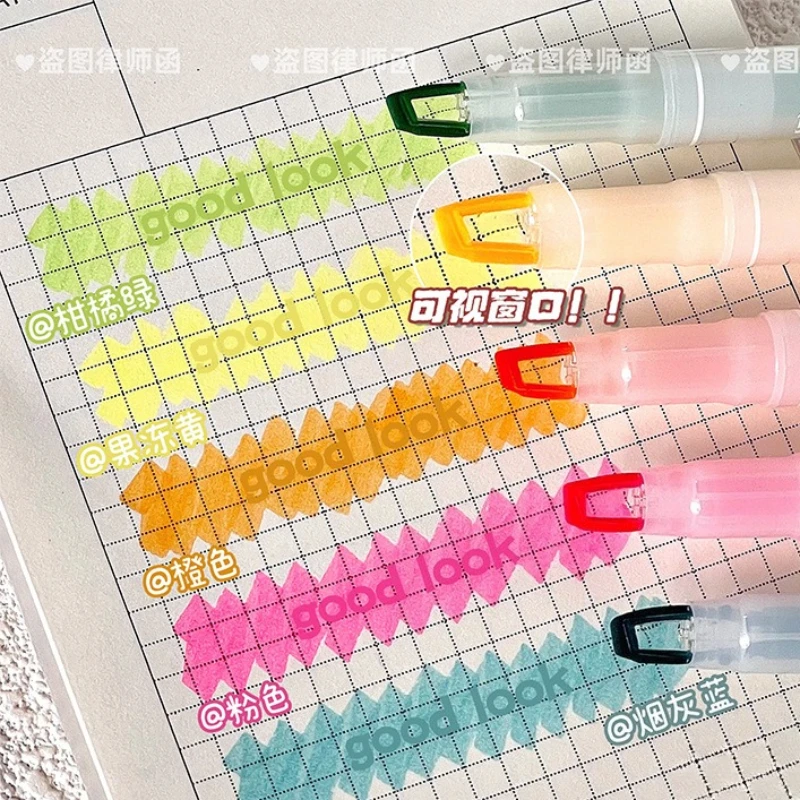 5pcs/set Dual-Tip Pastel Highlighters Study Markers for Notes Scrapbooking Journaling Kawaii Aesthetic School Art Supplies