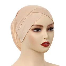 Crossed Forehead Solid Color Hair Turbans for Women Muslim Hijab Elasticity Handkerchiefs for Hair Woman Head Bands Bandanas