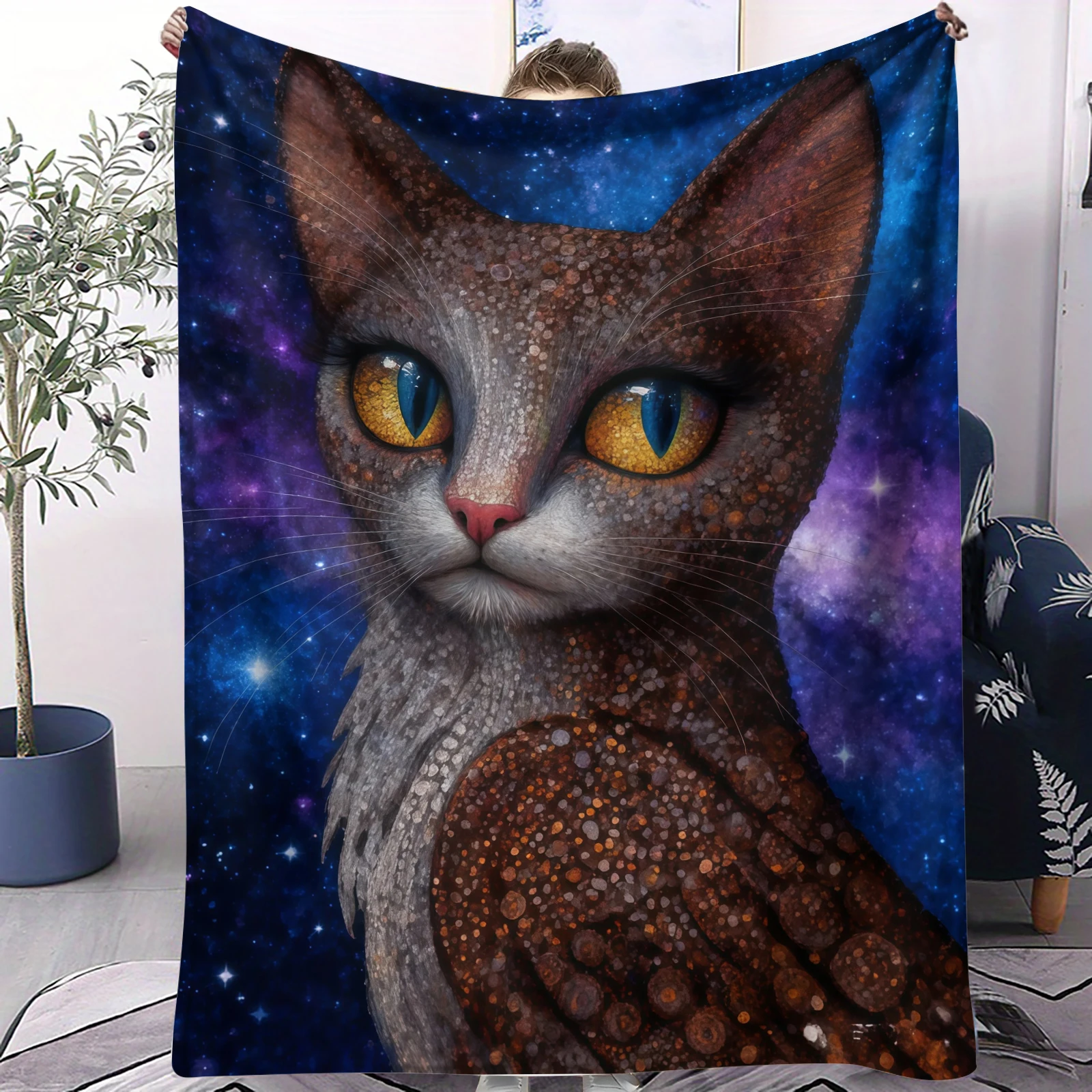 

1 шт., милое мягкое одеяло с принтами странных кошек для мальчиков и девочек, осенне-зимняя кровать, диван, офис, подарок для походной поездки