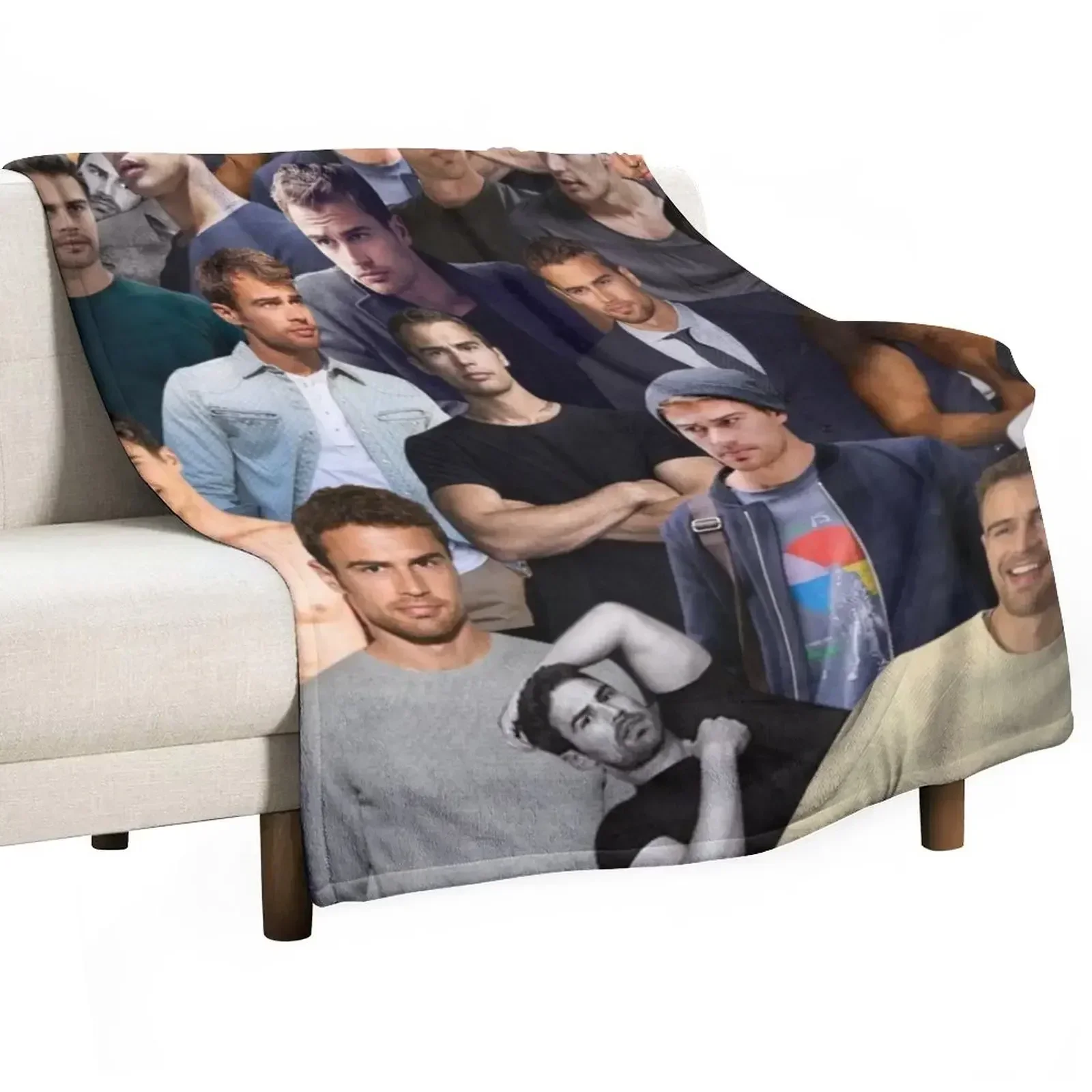 

Theo James photo collage Throw Blanket Personalized Gift Soft Soft Plush Plaid Blankets