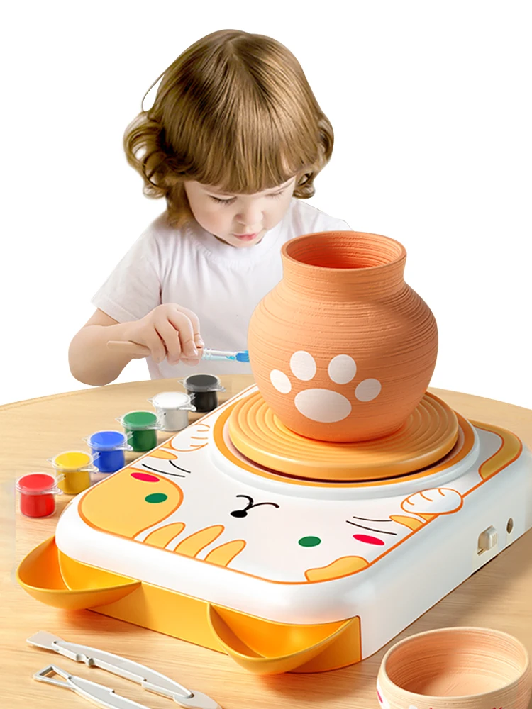 

Children's Craft DIY Toy Electric Turntable Clay Art Works Kids Colour Creative Kit Activities Girl Education Birthday Gifts ﻿