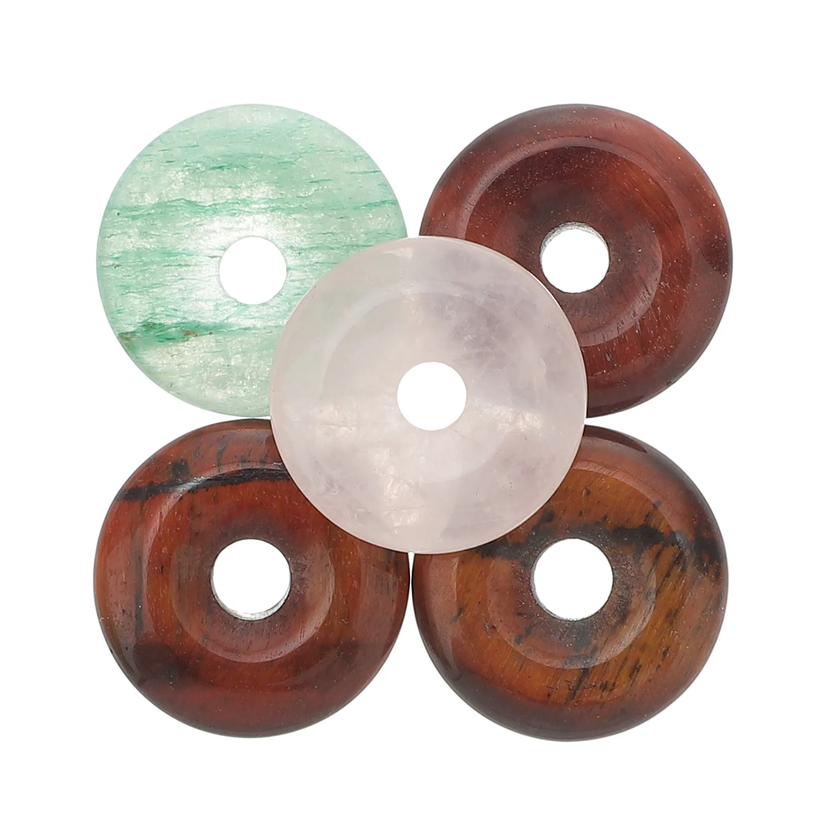 5Pcs Natural Jade Pendant Peace Buckle for Jewelry Making DIY White Pink Green Amethyst Beads Craft Loose Spacer Beads