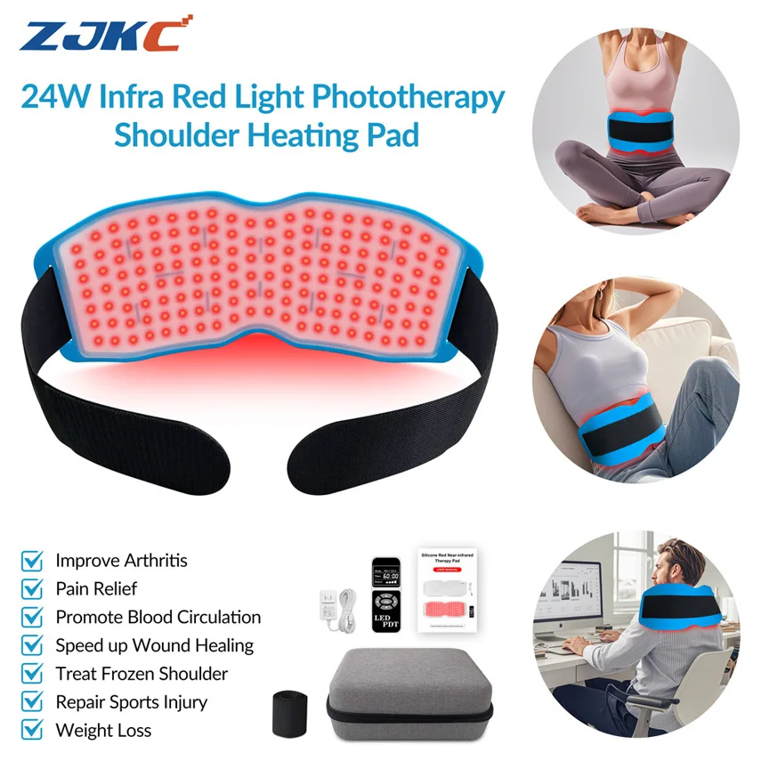 ZJKC 24W Heating Pad for Knee Arthritis Red Infrared Light Therapy Phototherapy Device for Back Neck Shoulder Pain Relief