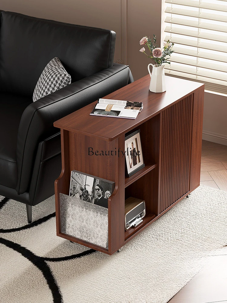 American Retro Style Side Table Mini Movable Narrow Edge Side Cabinet 2023 New Chinese Style