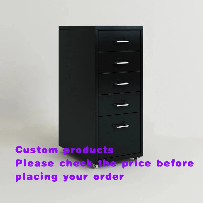 custom.Black 5 Drawer Helmer File Cabinet with Casters Home and Office Organization