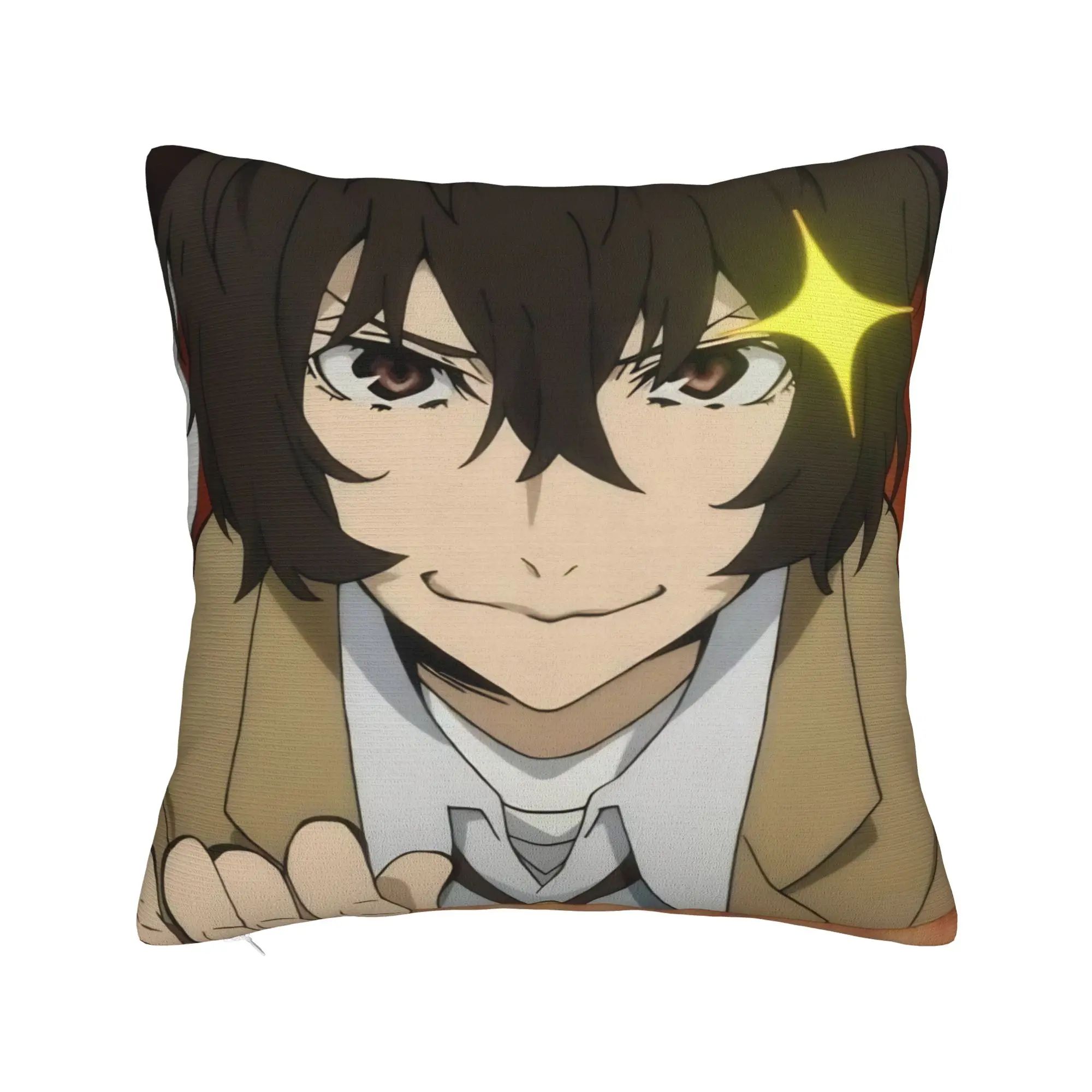 Dazai Bungo Stray Dogs Pillowcase Printed Fabric Cushion Cover Decorative  Pillow Case Cover Car Zippered 40*40cm