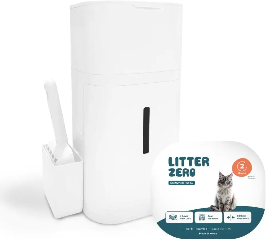 

Premium Cat Litter Disposal System, White, Smart Waste Bin with 7-Layer Odor Lock, Made in Korea