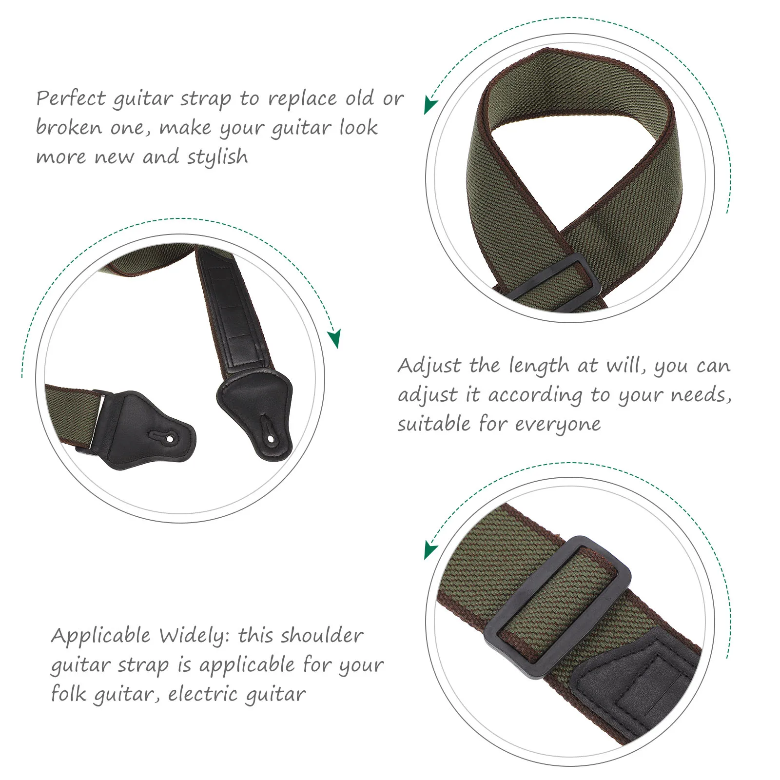 

Guitar Strap Belt Adjustable Length Replacement Green Practical Accessory Creative Gift Guitar Parts Accessories Anti Wear