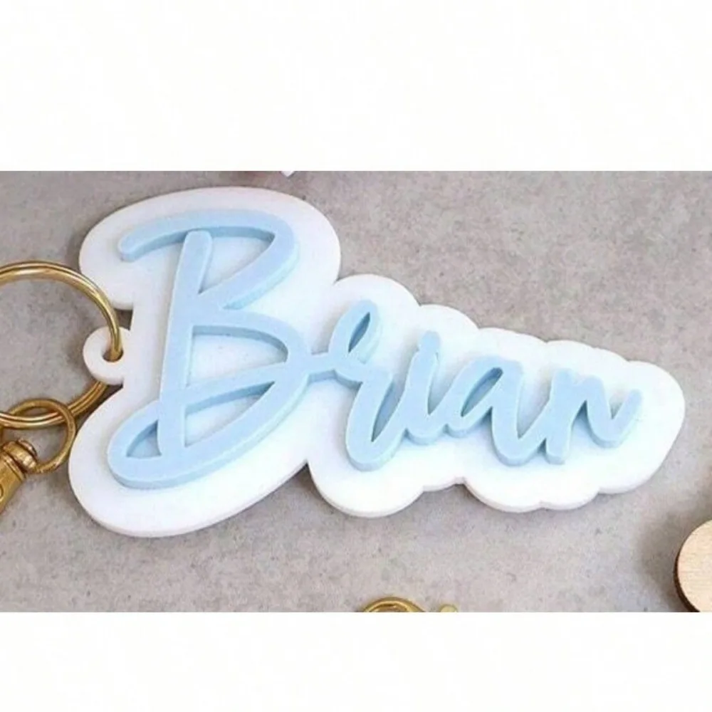 KADRUFI لطيف مخصص ثلاثية الأبعاد اسم سلسلة مفاتيح مصنوعة من الأكريليك الوردي الأزرق الأسود مجلس لوحة شخصية على ظهره على ظهره سيارة مفتاح السيارة #3