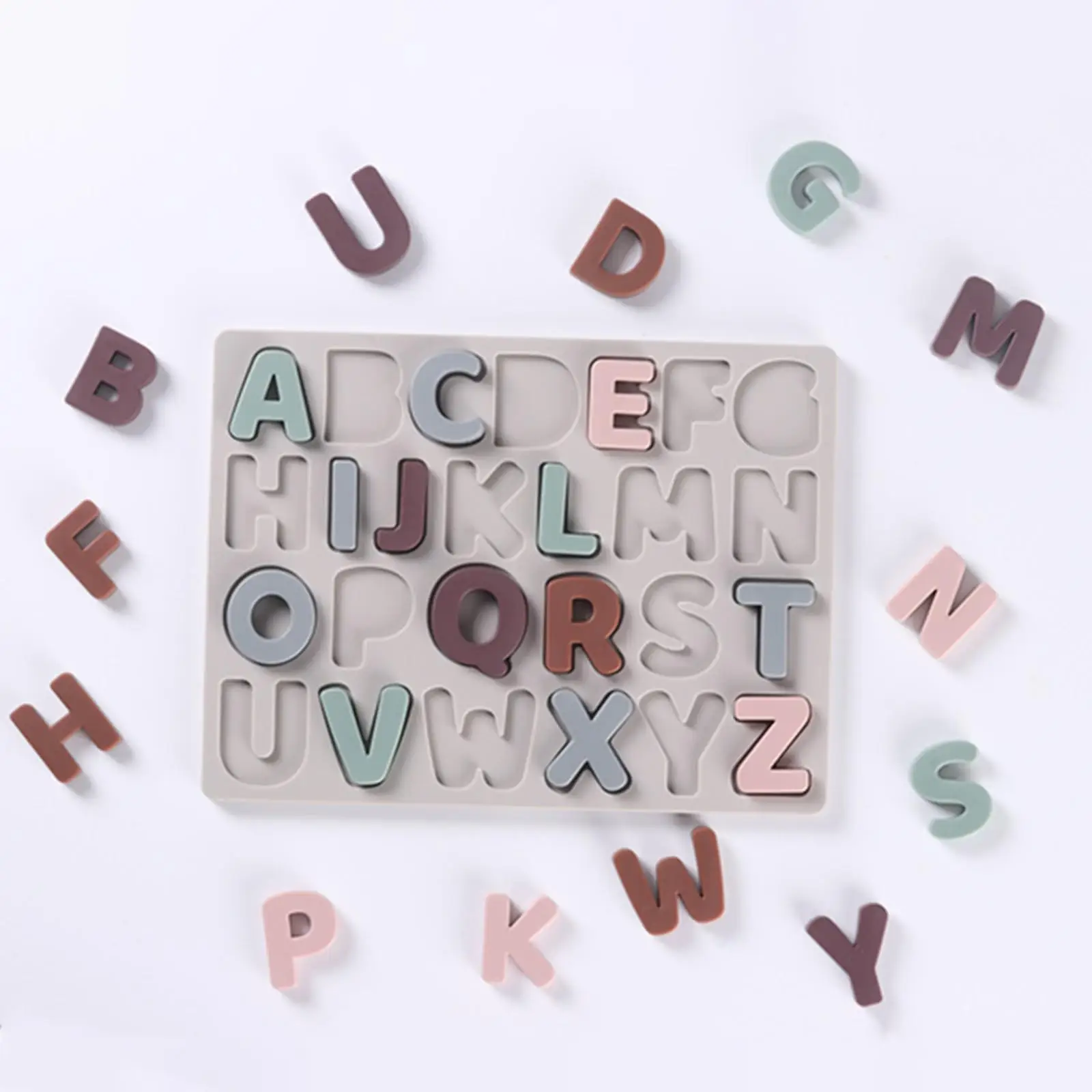 Silicone Educational Abc Puzzle Teaching Prop Color Recognition Toy for Kids