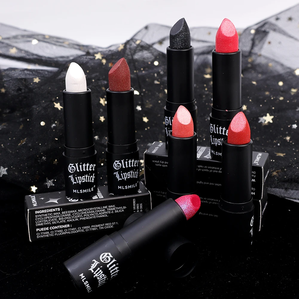 Waterproof Diamond Pearl Lipstick Pearlescent Lasting Glitter Sexy Red Pink Black Lip Tint Shiny Lipsticks Lips Makeup Cosmetics