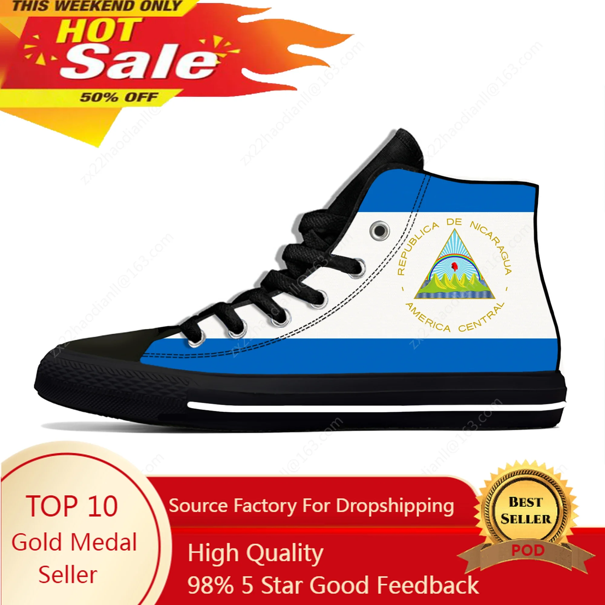 

Nicaragua High Top Sneakers Mens Womens Teenager Casual Shoes Canvas Running Shoes 3D Print Cosplay Breathable Lightweight shoe
