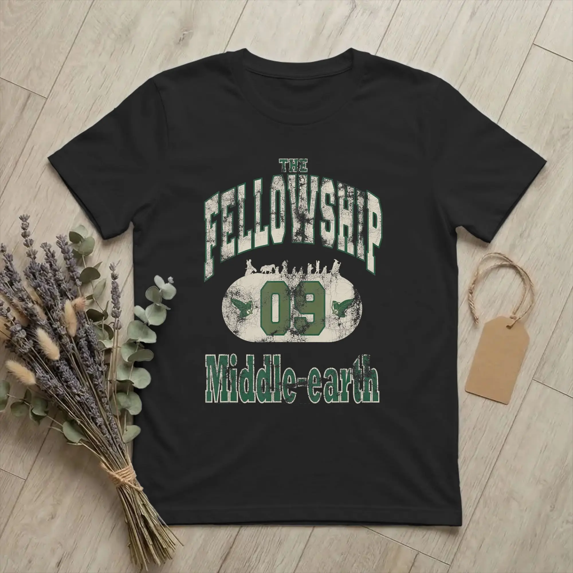 LOTR The Fellowship Fantasy Men T Shirt Middle Earth Varsity Vintage Tees Short Sleeve O Neck T-Shirts 100% Cotton Classic merch