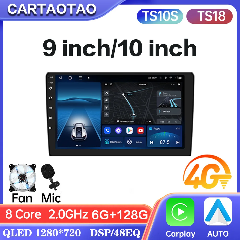 TS10 TS18 אנדרואיד 12 רדיו לרכב CarPlay Android auto GPS נגן מולטימדיה 9/10'' 2 din autoradio 4G SIM 8Core סטריאו לרכב ללא DVD