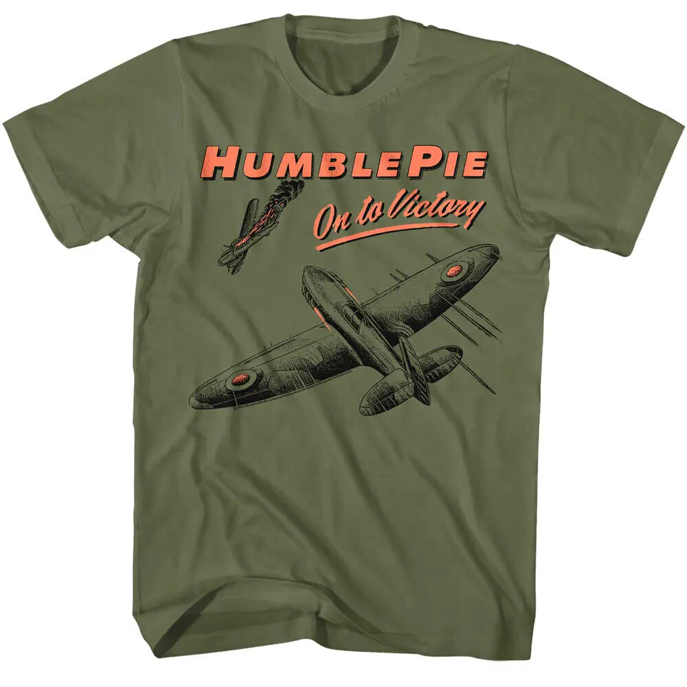 Humble Pie On To Victory Men's T Shirt Spitfire Air Battle Hard Rock Band Album