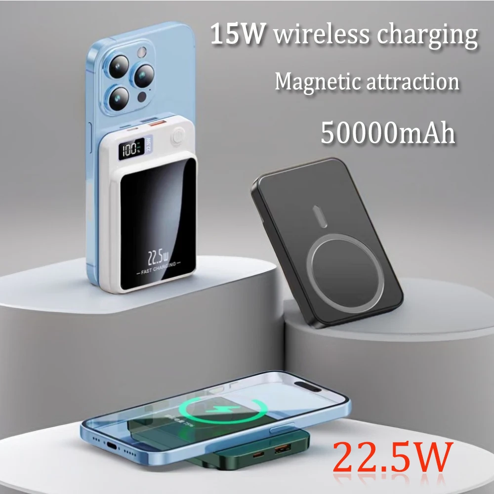 Wireless Magnetic Power Bank 22.5W 50000mAh Suitable for iPhone 15promax Small and Portable Large Capacity Mobile Power Supply