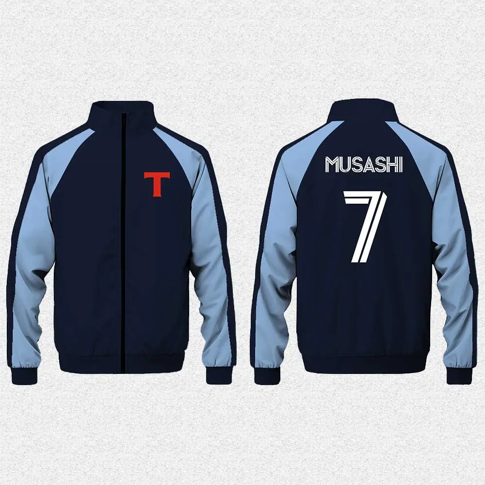 Captain Tsubasa Anime TOHO Team Uniform Fashion Football Uniform Men's Role Play Casual Jacket Customizable Stand Collar Jacket