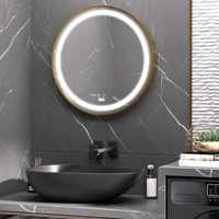 Dimmable bathroom mirror with LED light, 60x60cm, IP44, aluminum alloy, memory function and time display