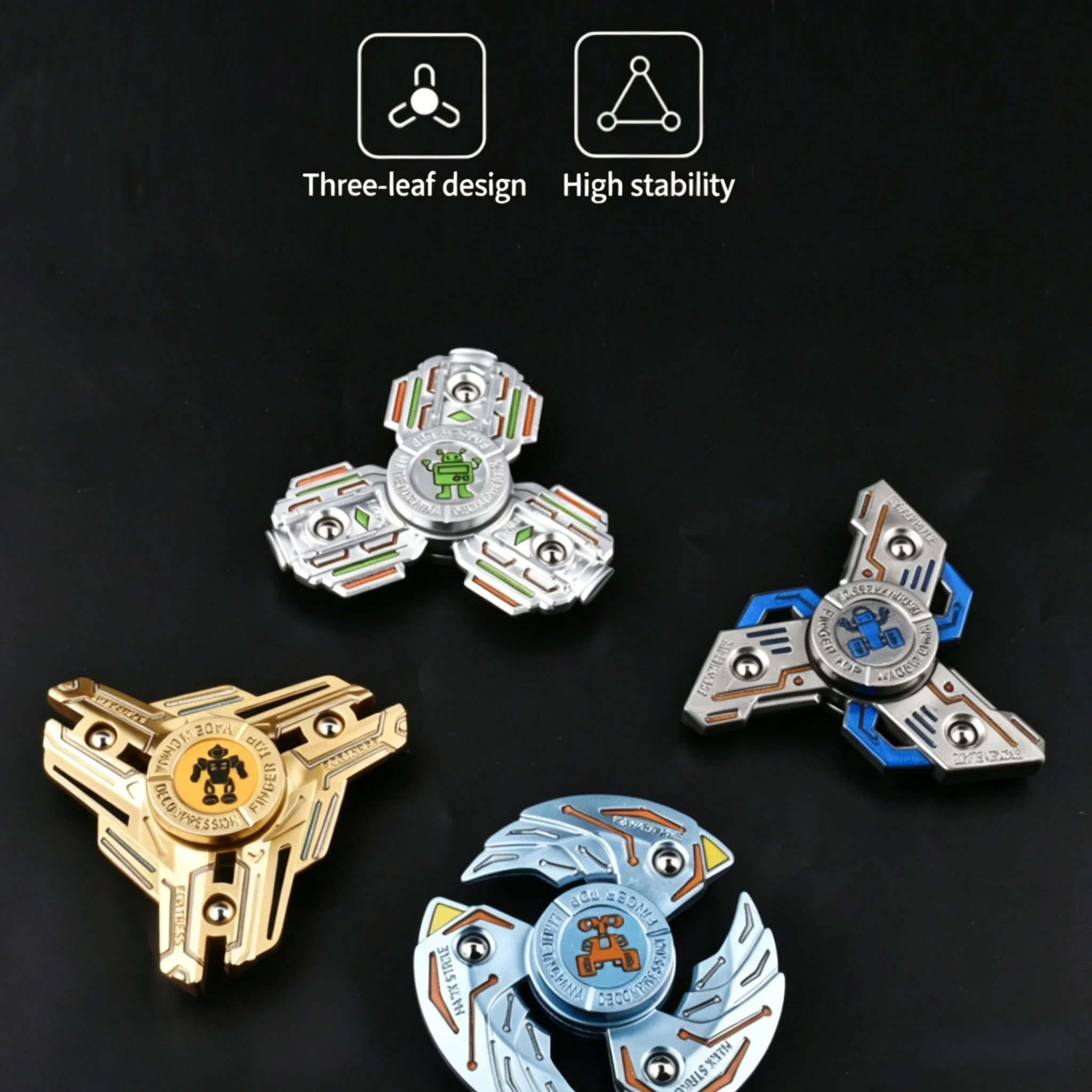 All-Metal Three-Blade Fingertip Spinner, High Stability, Silent Rotation, Stress-Relief Edc Toy, Multiple Colors Available, Office Desk Stress-Relief Gadget, Holiday Gift