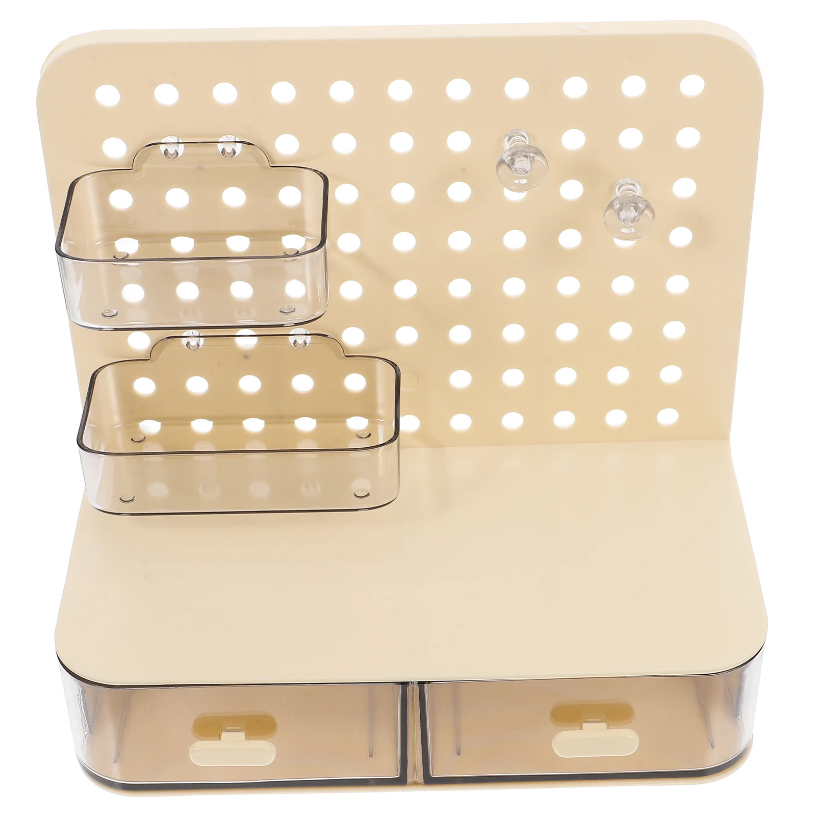 Pegboard Storage Rack Beige Plastic Desk Wall ganizer Gaming Adjustable Large Capacity Tabletop Pen Drawer Sloped Insert Design