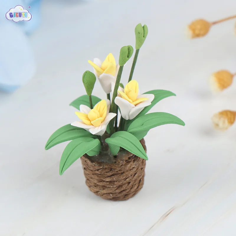 

1pcs 1:12 Doll House Miniatures Mini Clay Flower Pots Model Ornaments Toys Dollhouse Garden Furniture Decor Toys