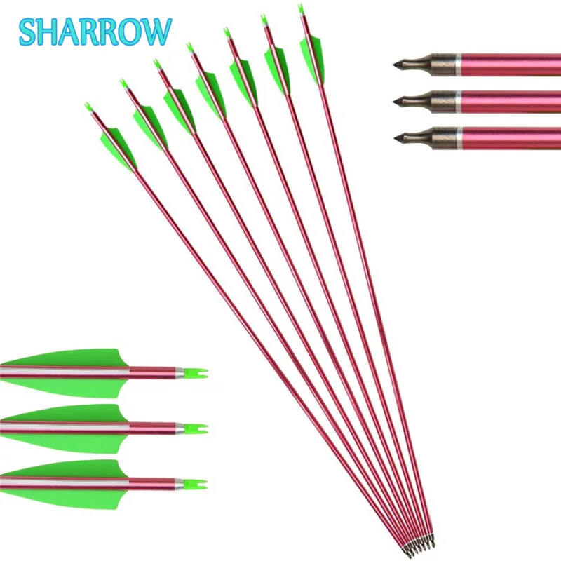 

6/12Pcs 30" Aluminum Arrows Spine 500 ID6.2mm with 3" Rubber Arrow Fletching for Outdoor Archery Shooting Hunting Accessories