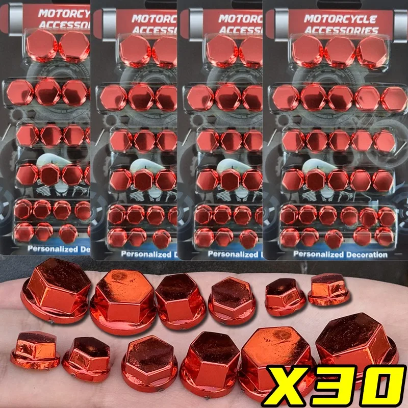 

Motorcycle Modification 1.4/1.2/1/0.8CM Screw Hex Bolt Cap Electric Car Colored Nut Decoration Cover Accessories 30PCS