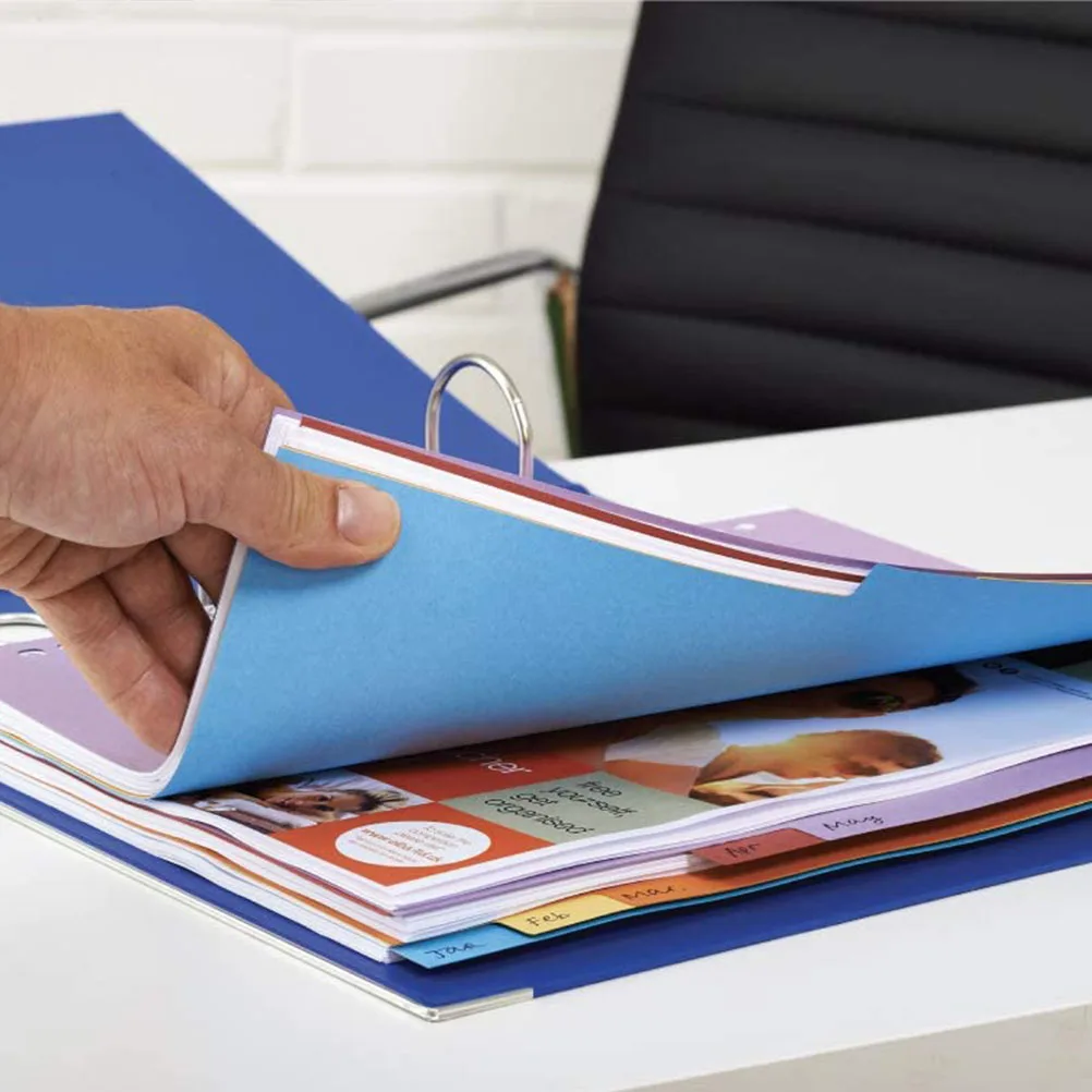 

12pcs Colored Indexing Cards A4 11-Holes Paper Divider Tabs For Notebooks Files Planners Document Classification Dividers Labels