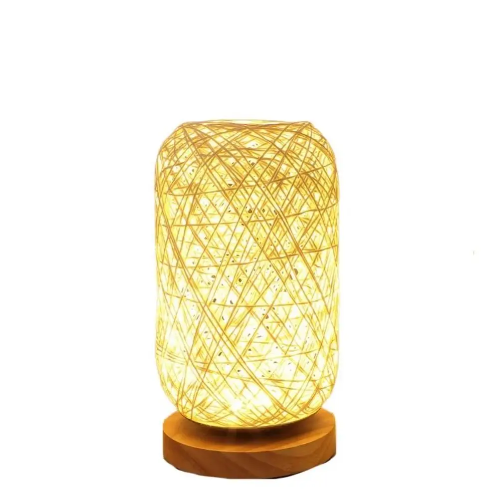Wooden Twine Led Night Light Creative USB Plug Table Lamp Minimalist Dimming Switch Atmosphere Light Eye Protection