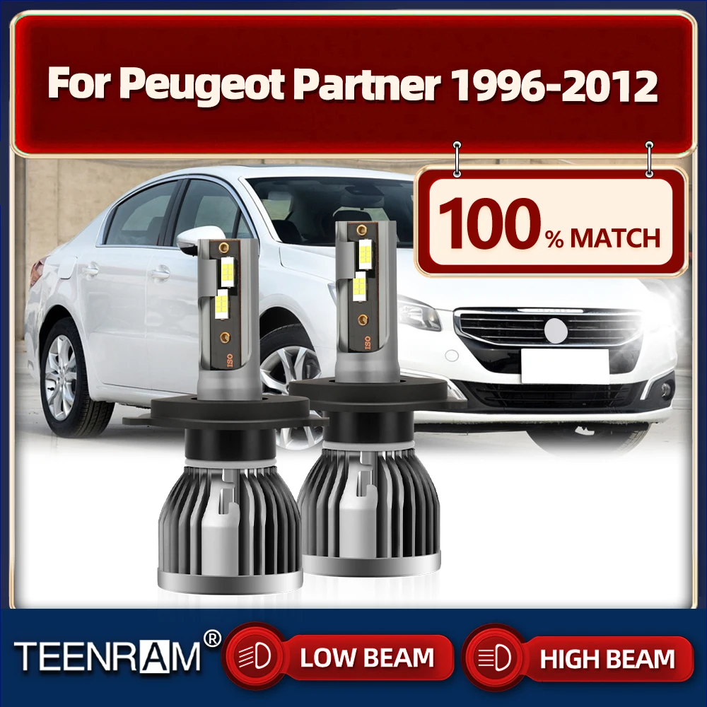 

2PCS Car LED Headlight Bulbs 120W 20000LM Auto Headlamps 6000K For Peugeot Partner 1996-2005 2006 2007 2008 2009 2010 2011 2012