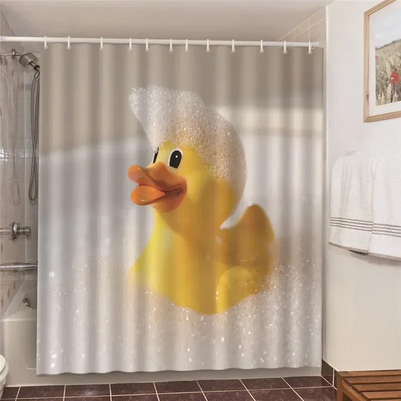 Funny bathing rubber ducklings shower curtains kids home bathroom decor blackout screen waterproof fabric Bath Curtain Cortina