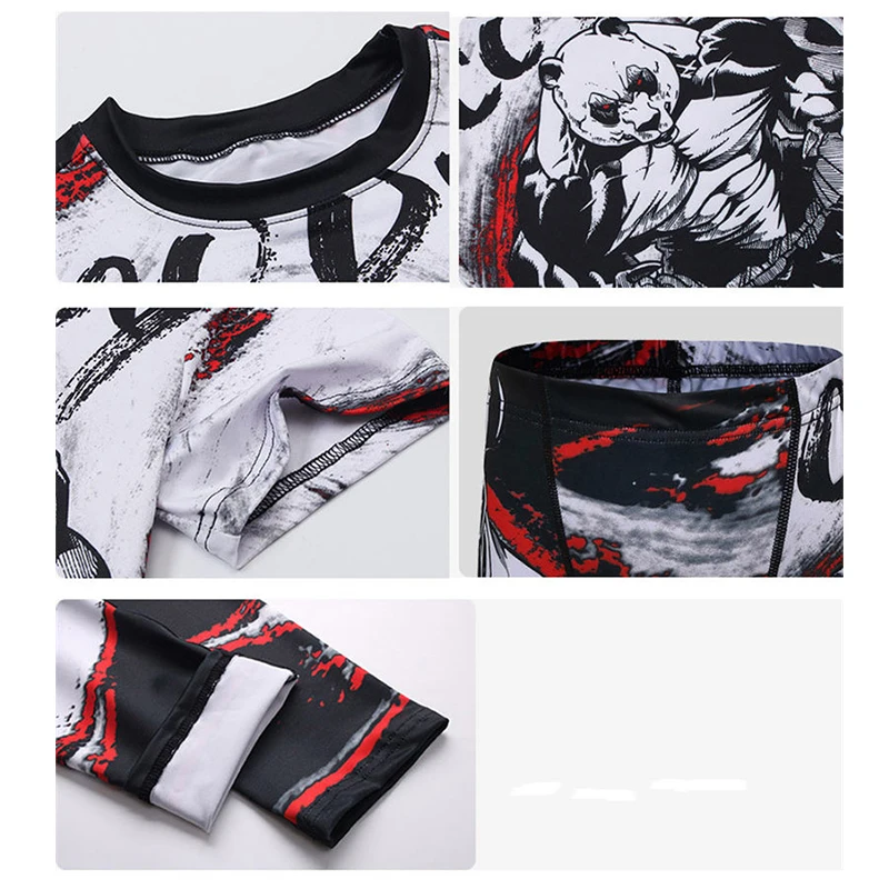 Rashguard Jiu jitsu MMA Kid\'s T-shirt +Pant Sets Mma Kid Rash Guard Children Tracksuits Muay Thai Shorts Kickboxing Gym Suits 09