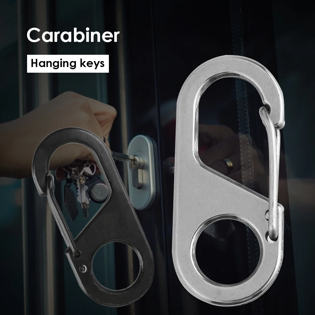 8-shaped Quick Hanging Buckle 440 Stainless Steel Mini Key Anti-Theft Clasps Lightweight Wear-resistant for Travel Climbing