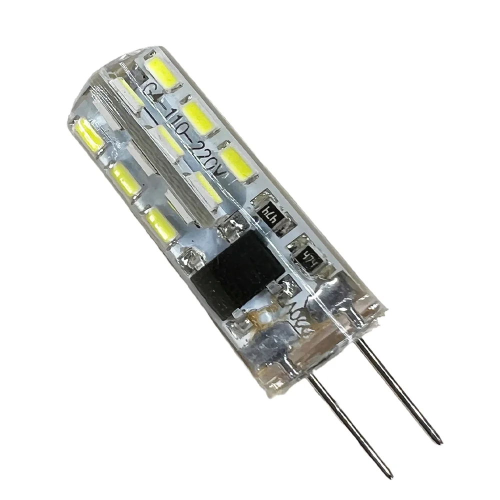 Bombilla Led G4 de 10 piezas, 2W, 24Led, 12V, AC220V, 3014SMD, ahorro, Mini lámpara de silicona, Ángulo de haz de 360, reemplazo de luz halógena, foco de araña