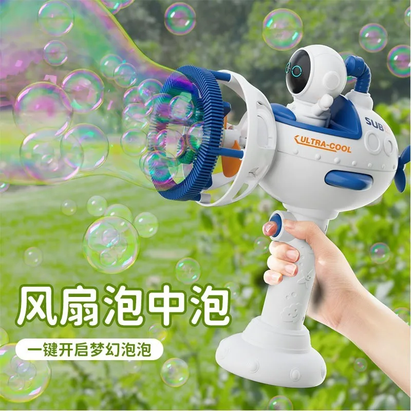 Novo pato espaço bolha bolha média ventilador de dinossauro portátil soprando brinquedo bolha atacado