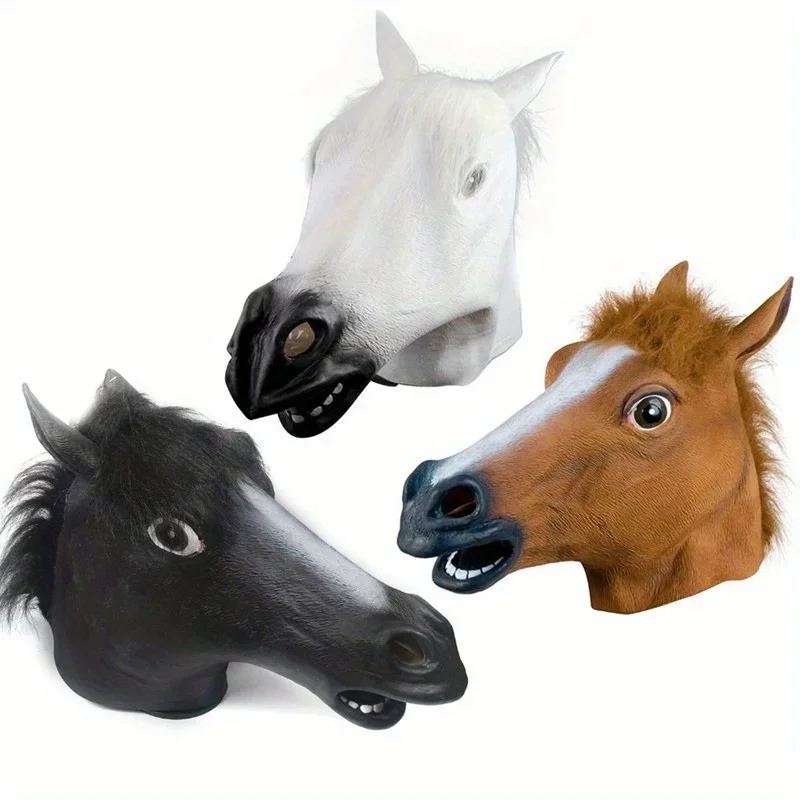 Maschera a forma di testa di cavallo, costume per cosplay, accessorio divertente per feste e festival.