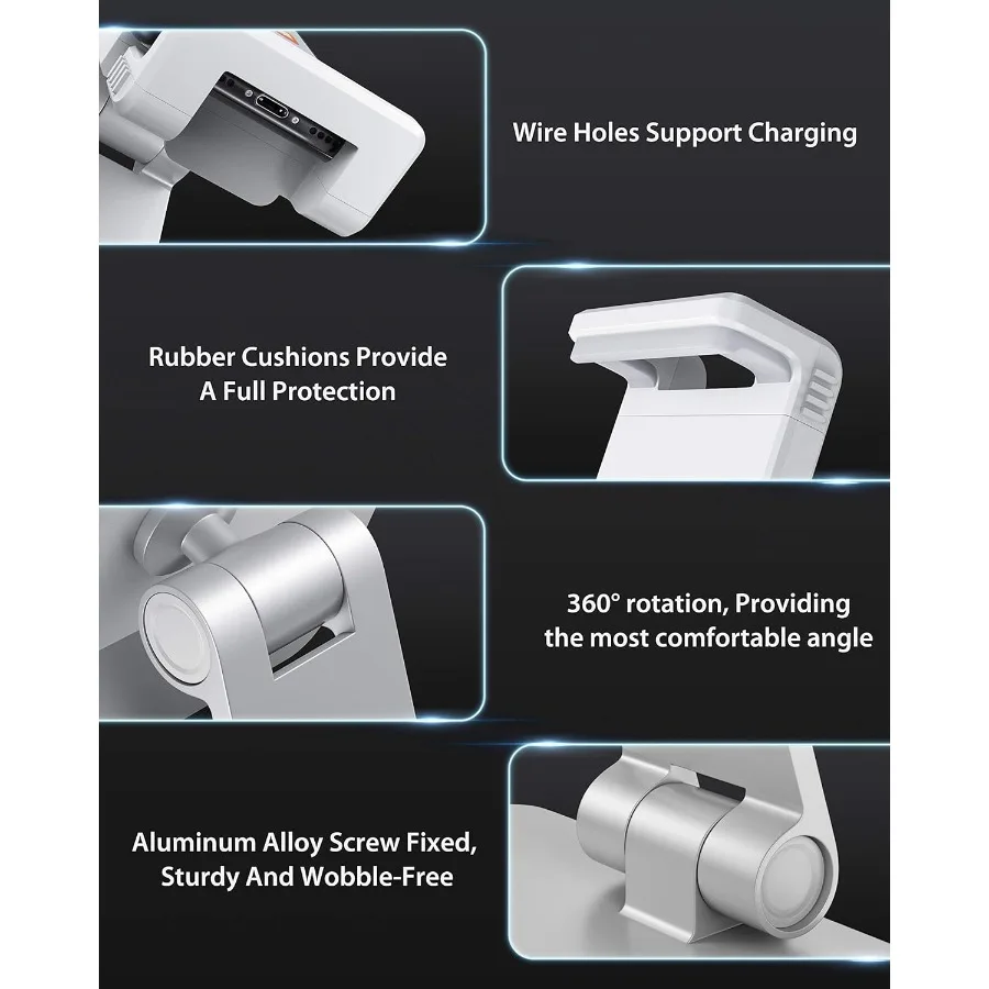 マクソナー タブレットスタンド デスク用 360度調整可能 アルミ合金製 回転式 iPad 充電対応 タブレットホルダー iPad Pro Air Mini対応 ベッド用