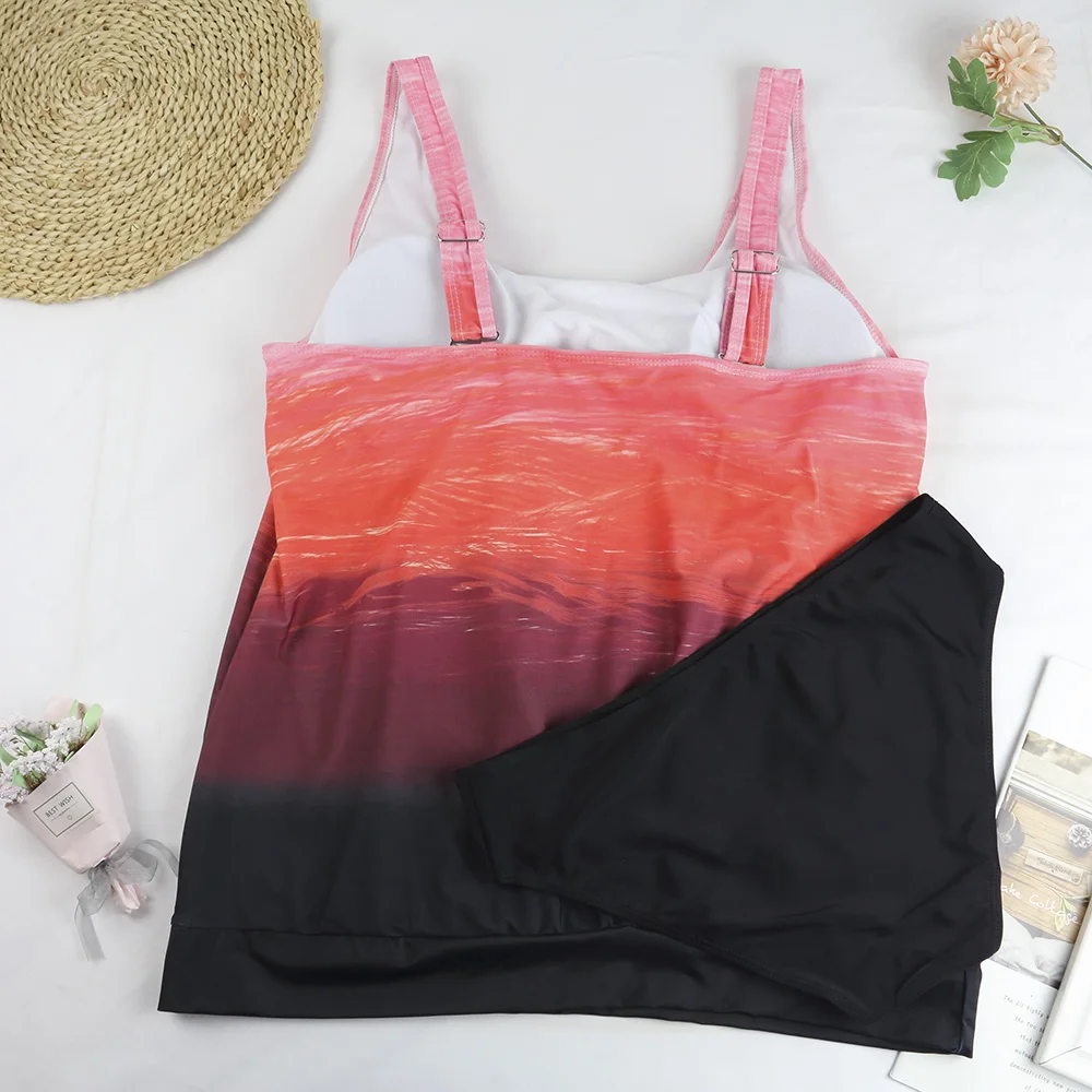 طقم بكيني CPUTAN-Tankini للنساء ، ملابس سباحة للتحكم في البطن ، بدلة سباحة برازيلية ، ملابس بحر ، ملابس سباحة ، مقاس كبير ، 2 ، خمر #6