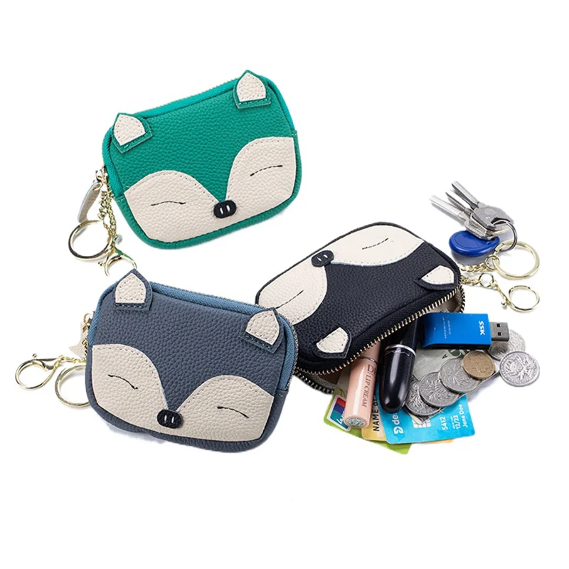 

Многоцветный кожаный кошелек для монет с вышивкой милой лисы, мини-кошелек-брелок для женщин и детей, идеальный подарок на день рождения, Рождество