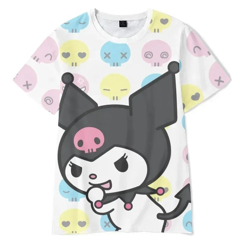 Anime Cartoon Summer Kuromi T-Shirt My Melody Hello Kitty 3D Print Cartoons Clothes Kid Girl Boy Fashion T Shirt Casual Tops