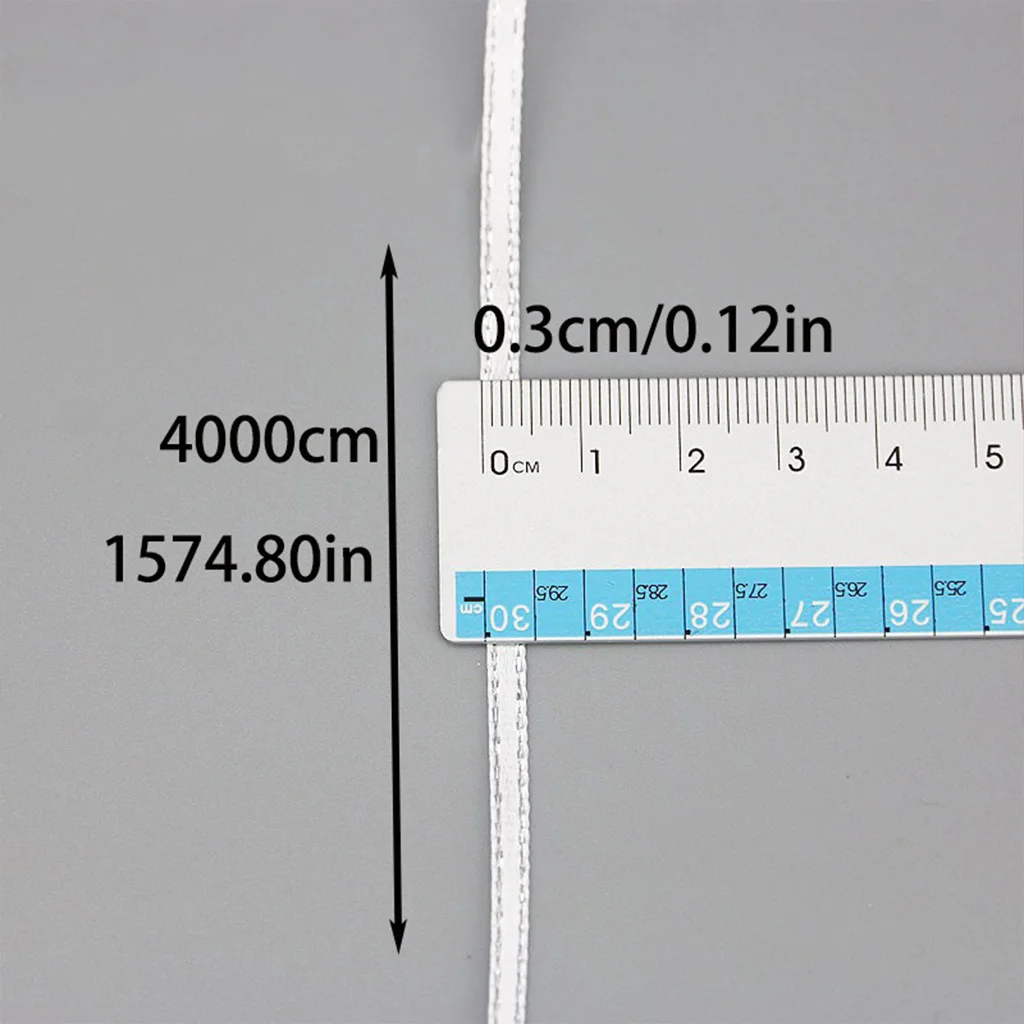 (40 Meters/Lot) 3mm Silver Edge Satin Ribbon Lace Fabric DIY Jewelry Decorative Accessories Key Bag