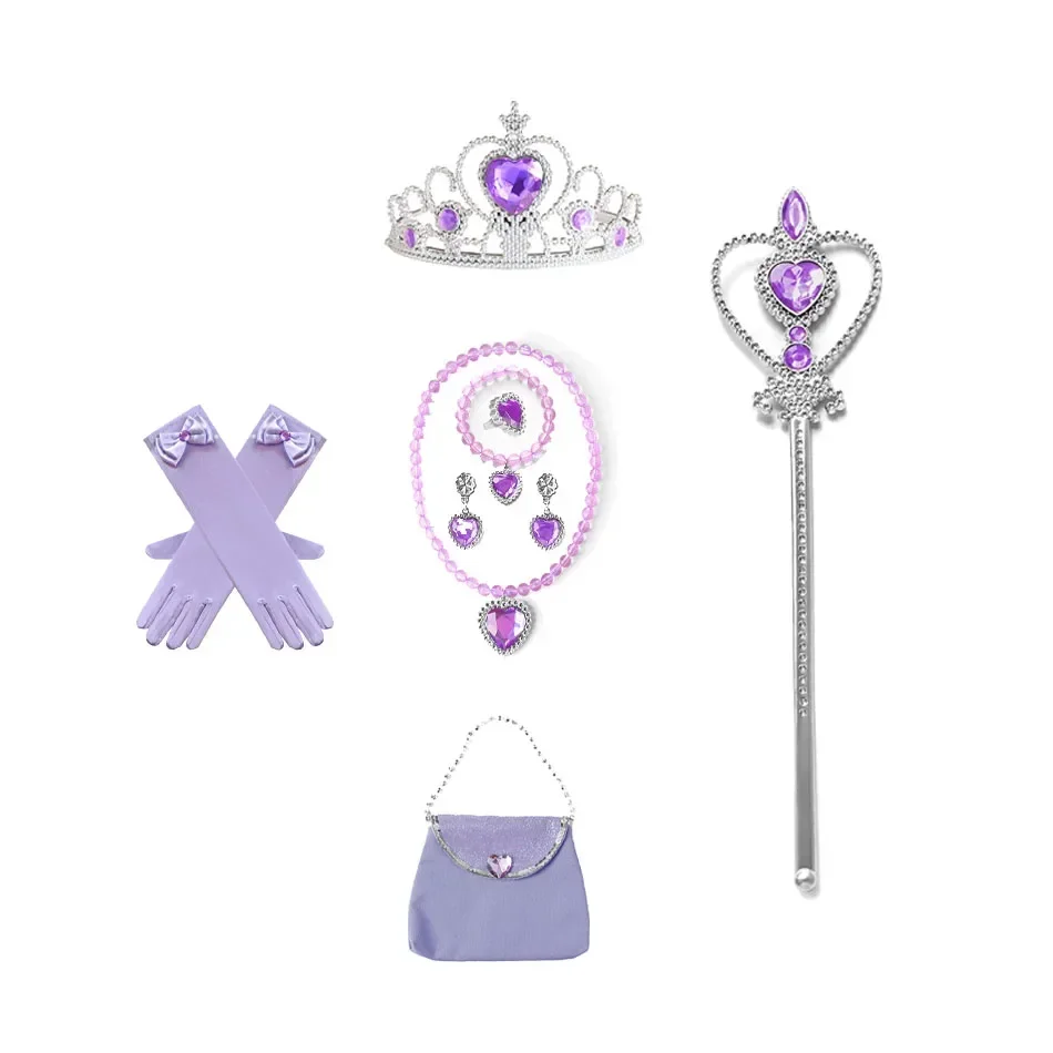 Rapunzel Princess Accessories Gloves Wand Crown Jewelry Set Kid Wig Necklace Braid for Princess Dress Clothing Cosplay Dress UP