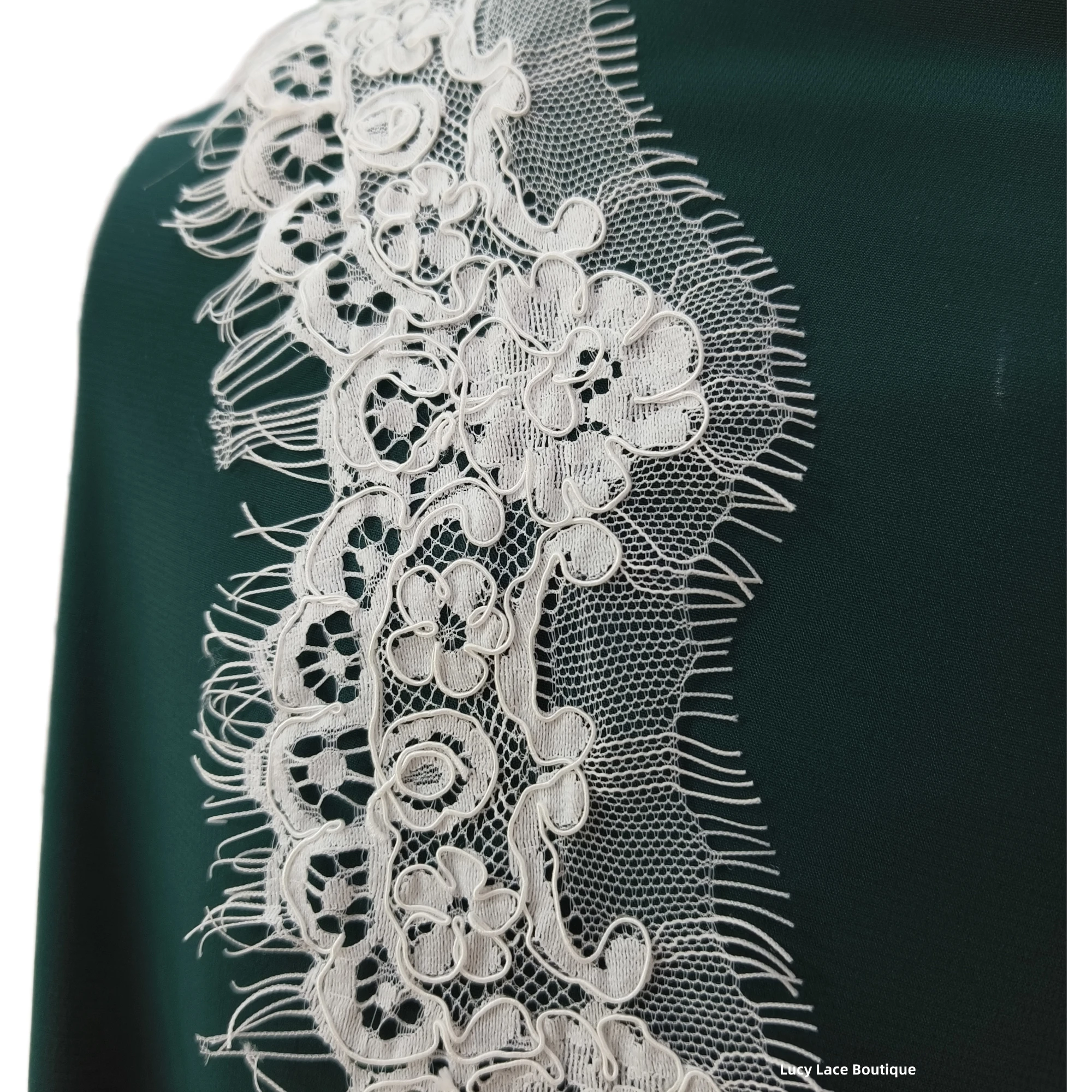 6CM Handmade Cord Lace Trim Off White Eyelash Lace Trimming Wedding Veil Bridal Shawl Border Lace Scallop 1 Piece 3 Yards