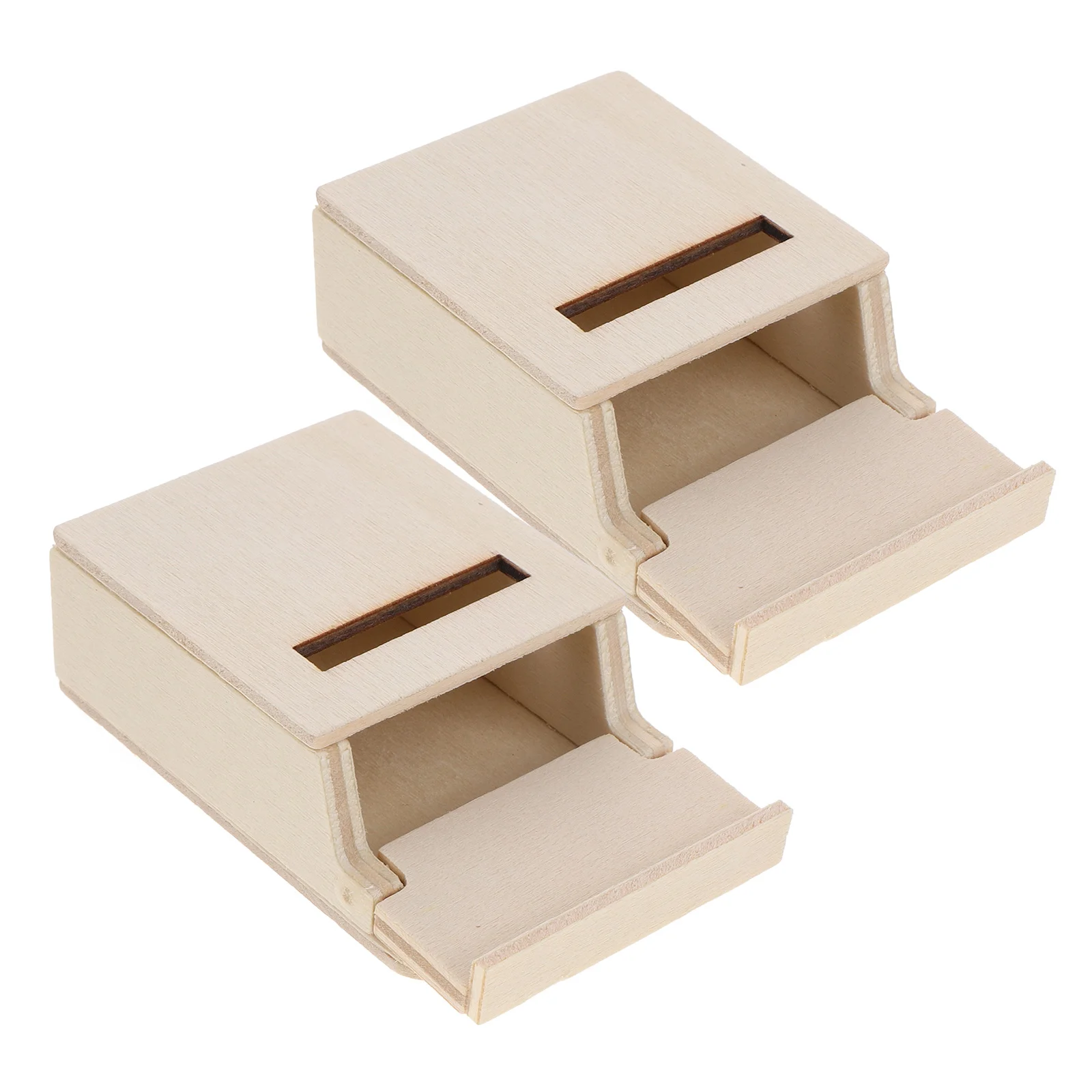 2 Pcs Decor Mini Mailbox Model House Supply Miniature Delicate Furniture Wooden Decoration