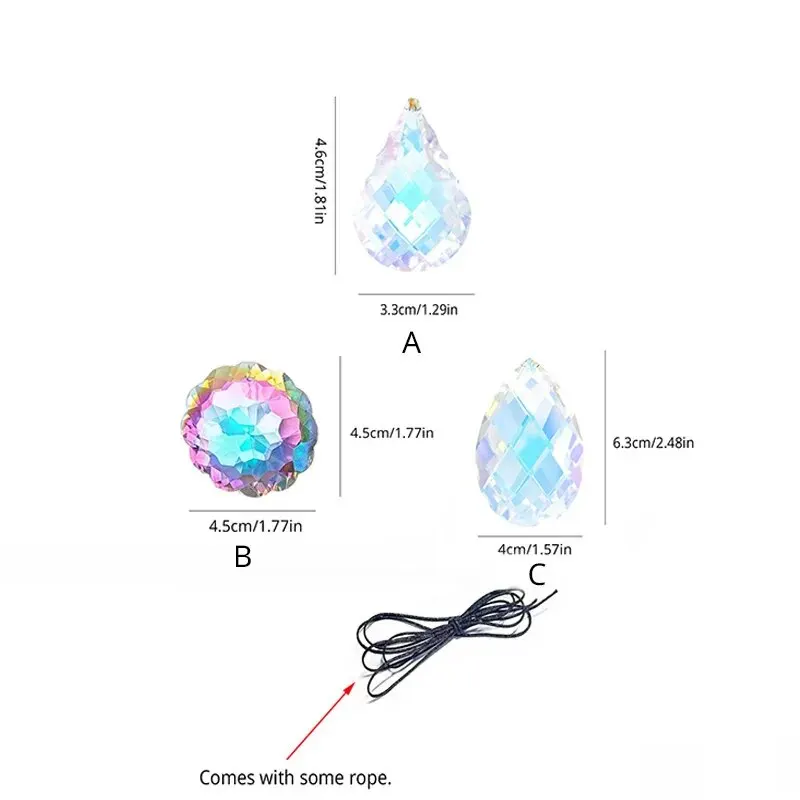 1 Pc With Rope Colorful Crystal Glass Prism Ball Suncatcher Pendant, Home Garden Craft Decoration, Valentine\'s Day, Mother\'sGift