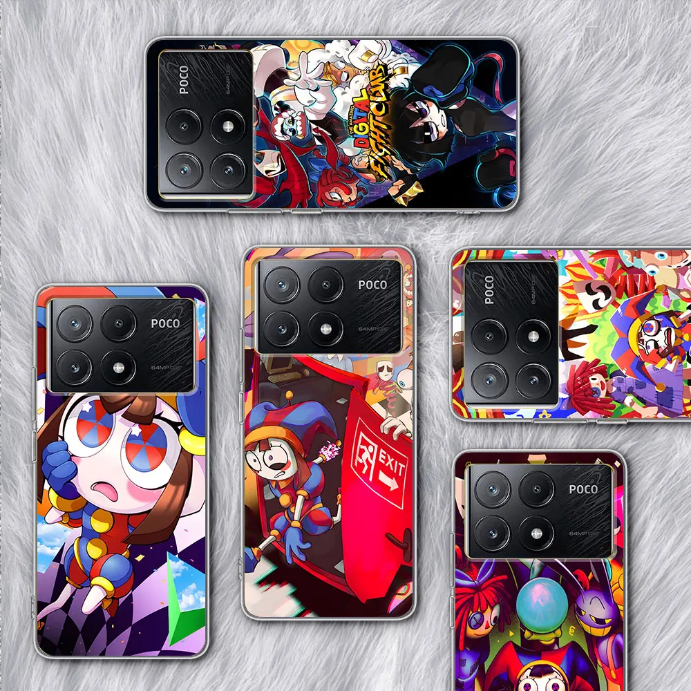 Pomni Amazing Digital Circus Phone Case for Xiaomi Poco X6 X5 F4 M5s X3 NFC F1 F5 M5 M3 M4 GT F3 F2 X4 Pro TPU Transparent Cover