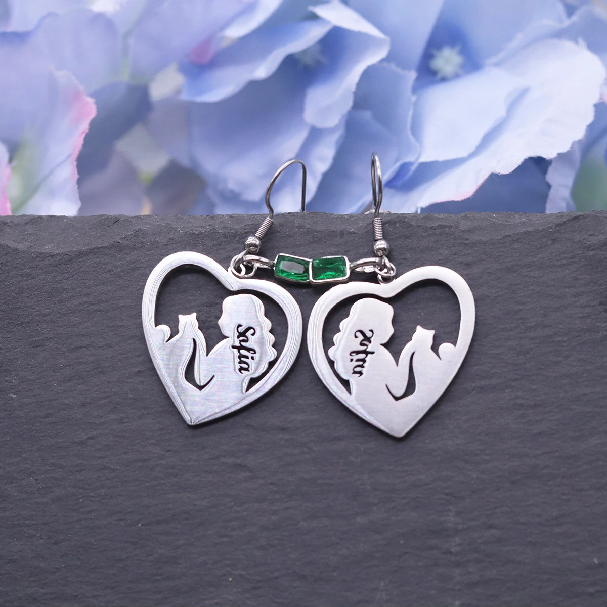 Todorova Cat Lover Custom Name Earrings Stainless Steel Heart Silhouette Earrings for Best Friends