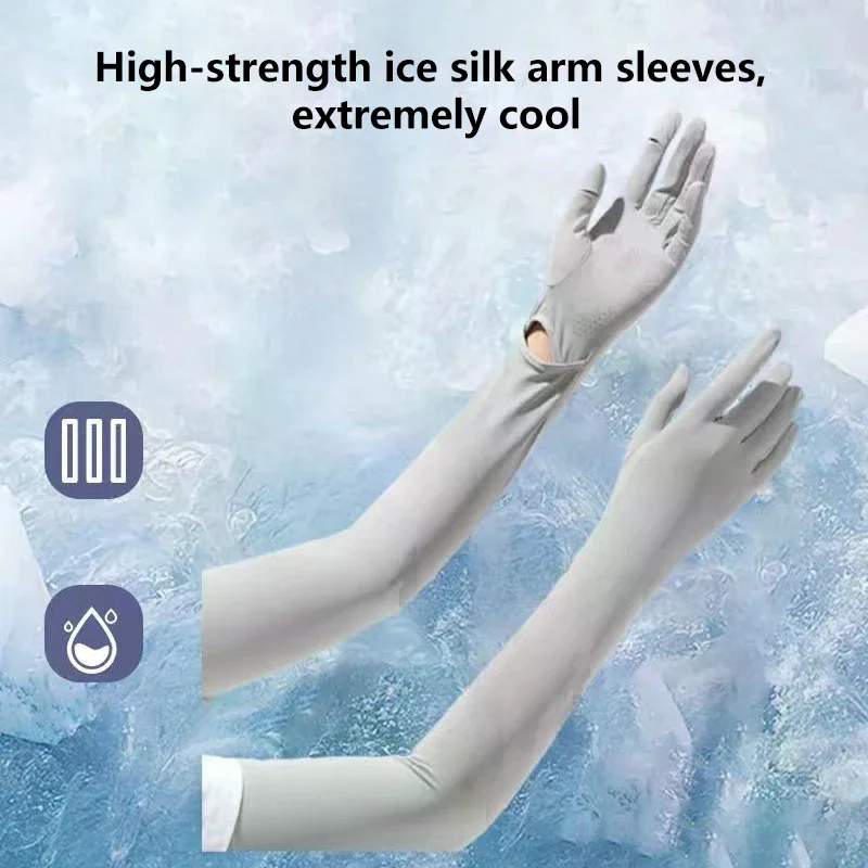 

Summer Ice Silk Sun Protection Gloves Breathable and Lightweight uv Protection Suitable for Driving with Ice Sleeves