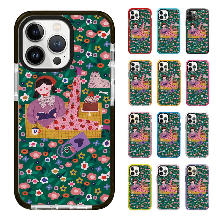 Picnic Girl Phone Case For iphone 17 16 15 14 13 12 11 Pro Max Plus Air Soft TPU Shockproof Back Cover