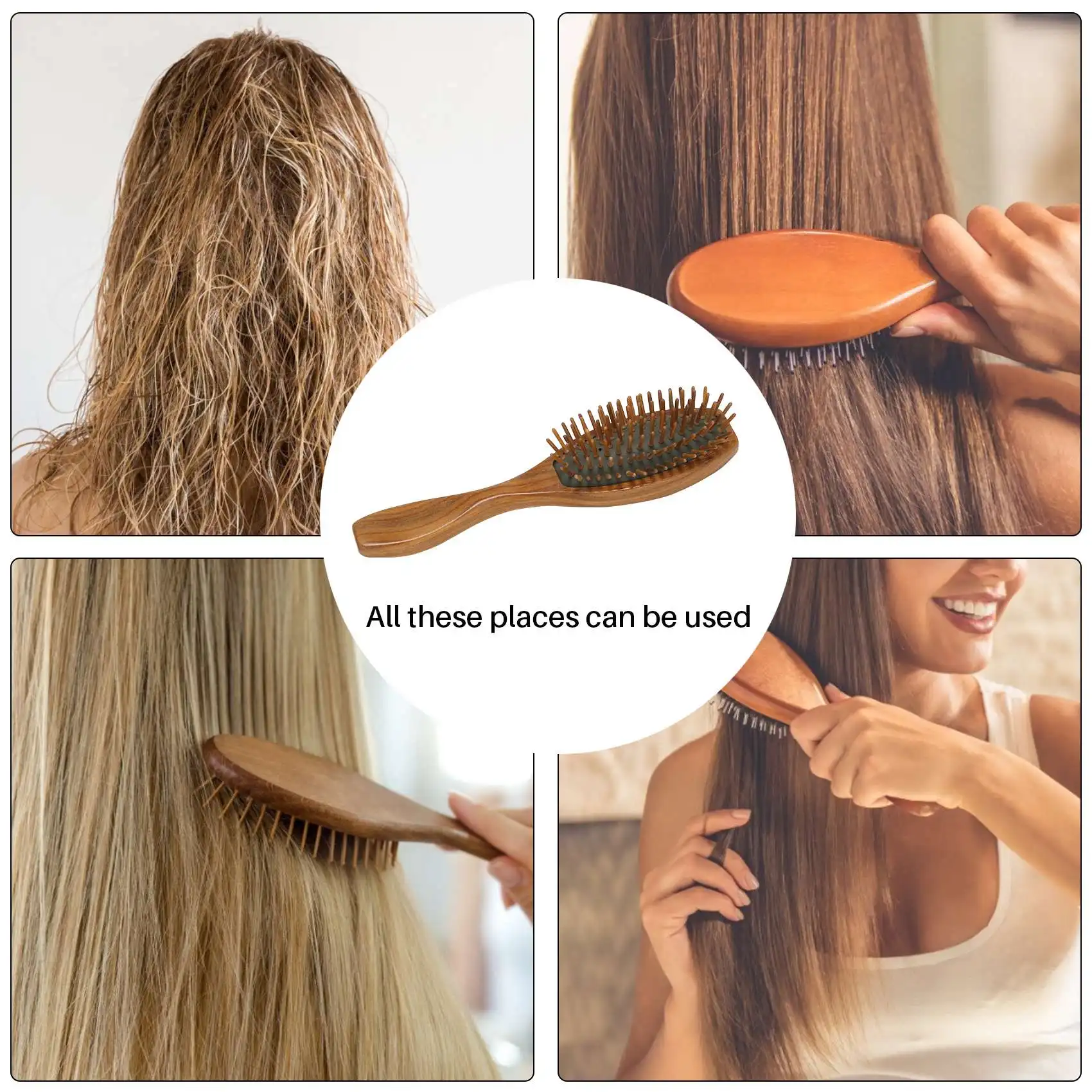 

M04K Sandalwood Hair Brush Wooden Natural Handmade Detangling Massage Hair Comb With Gift Box